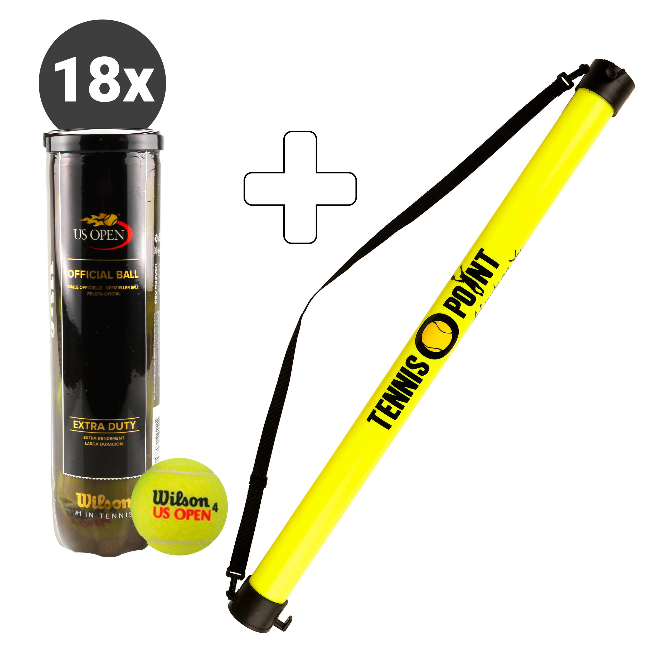 US Open 18x 4 Ball Tube Plus Ball Tube