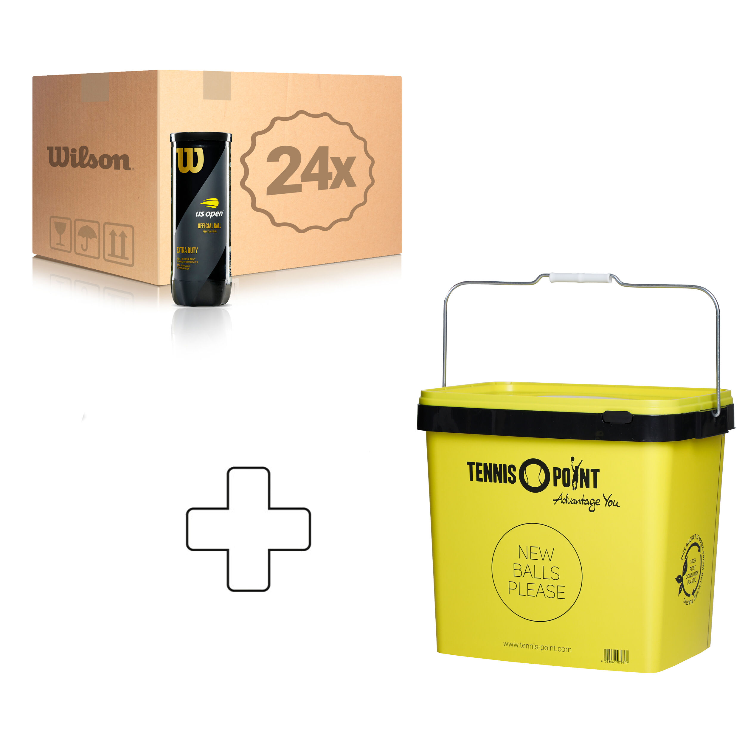 US Open 24x 3 Ball Tube In A Box, Plus Ball Bucket